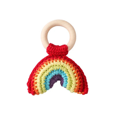 Wooden Baby Teether Crochet Elephant Toy