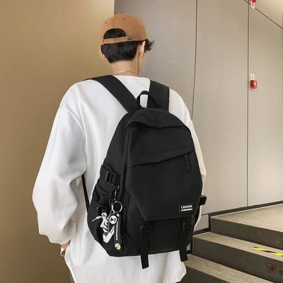 School bag, male college student, trendy brand, campus backpack, double shoulder bag, female, Korean style, simple, versatile, t