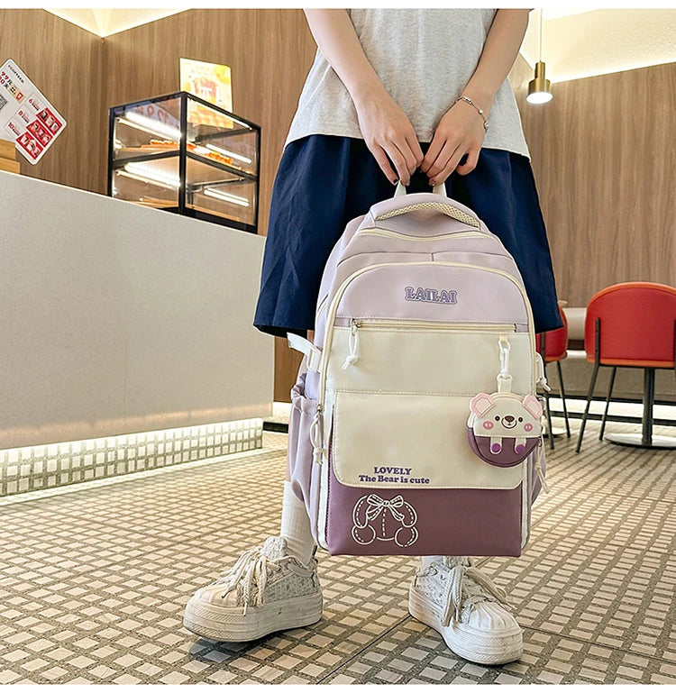 Schoolbag, a lightweight and large - capacity backpack designed for junior high school girls, aiming to relieve pressure and pro
