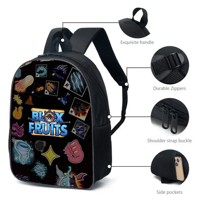 ROBLOX Blox Fruits Primary School Bag Children's Cartoon Backpack Backpack Kawaii Cartoon School Bag Mochila