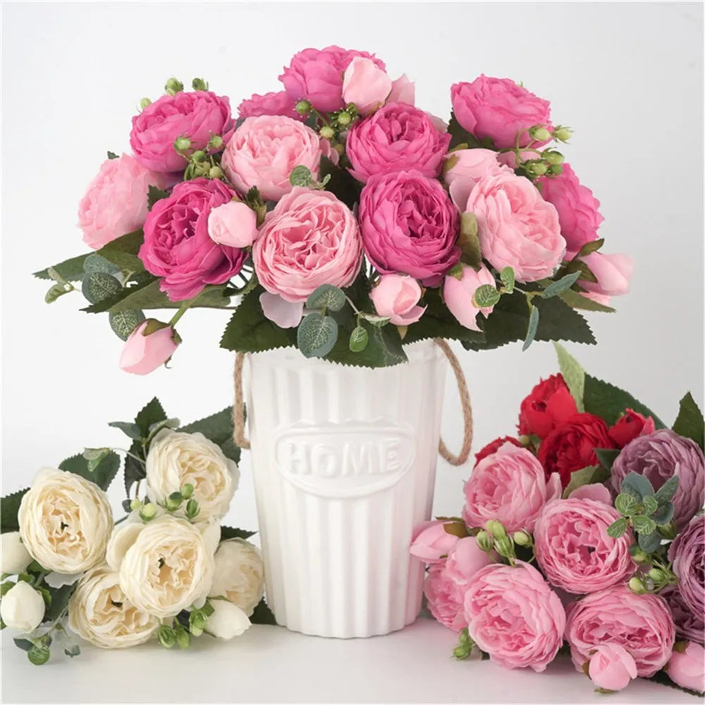 30CM Fake Roses Silk Peony Flower