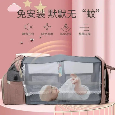Mommy Travel Backpack with Foldable Crib