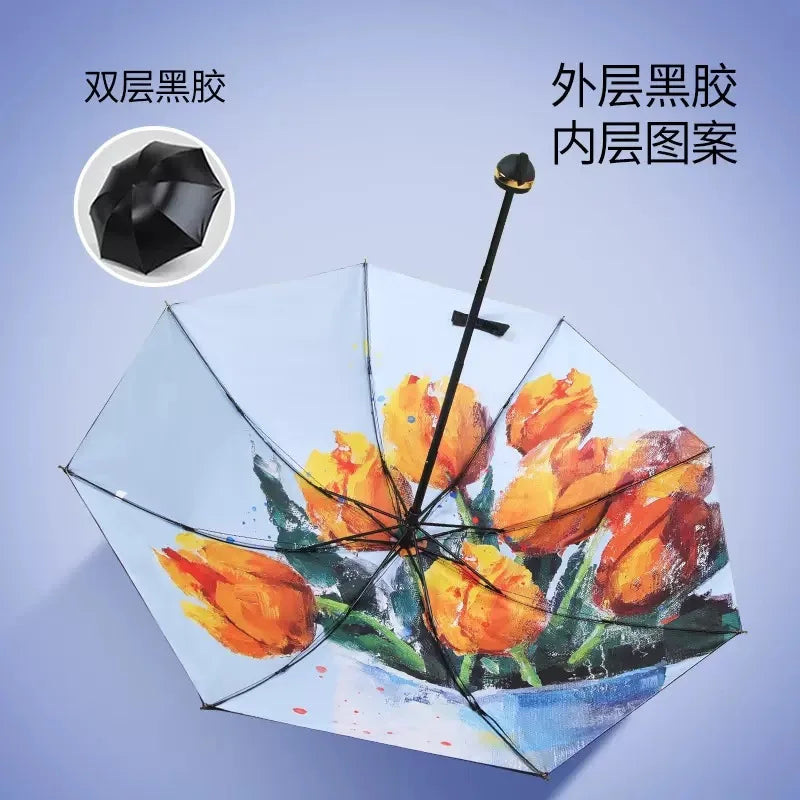 Sun Umbrella UV Protection Sunblock Double Sunshade Umbrella Both Rain and Shine Vinyl Umbrella