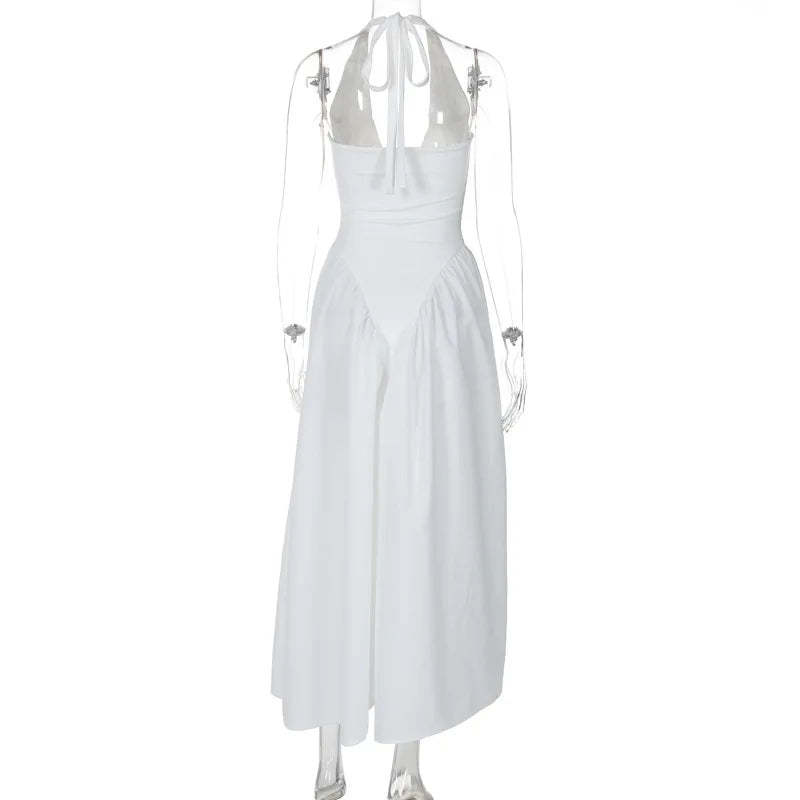 Ladies Summer Evening Party New Fashion Dress Women Sleeveless Backless V-Neck Sexy Birthday  Long Dresses 2025 Woman Streetwear