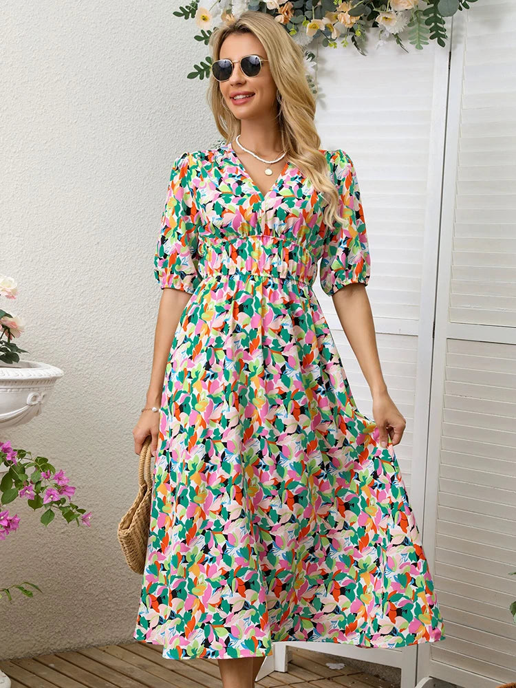 Women Summer Floral Long Dress,Fashion Women's Bohemian Dresses,Woman Clothing,Woman Clothes,Sundress,New In Dress 2025