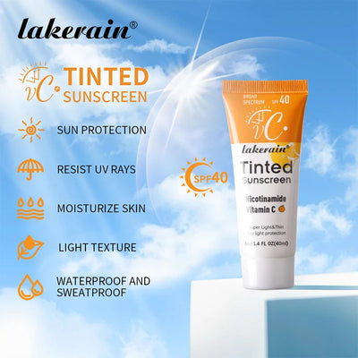 SPF40 Tinted Sunscreen Nicotinamide Vitamin C Mineral Sunblock With Zinc Oxide & Titanium,UV-Proof Sun Block Whitening Cream