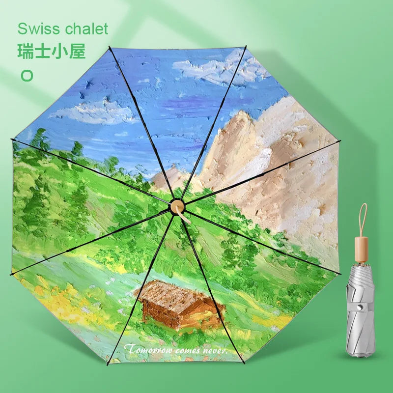 Sun Umbrella UV Protection Sunblock Double Sunshade Umbrella Both Rain and Shine Vinyl Umbrella