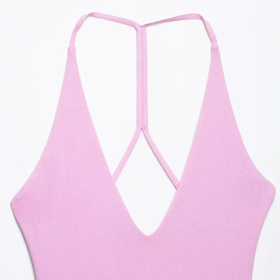 TRAF Sexy Party Halter Dress 2025 Women's Spring Summer Elegant Short Dress Fashion Casual White Pink Black Mini Dress Vestidos