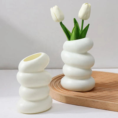 Plastic Spiral White Vase Nordic Creative