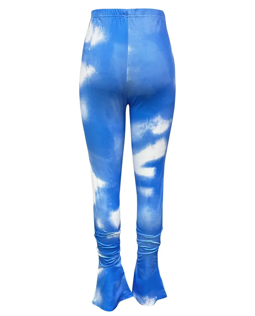 Tie-dye Casual Trousers Y2k Streetwear Autumn High Waist Trumpet Pants High Stretch Yoga Leggings Sports Fitness Women's Pants