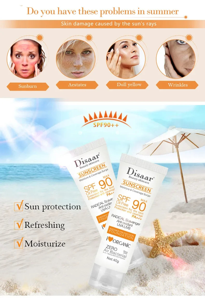 Facial Body Sunscreen Sun Cream Sunblock Oil Control Body Protector Solar Lotion Protective Anti Sun Protection Skin Care SPF90