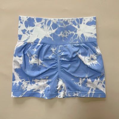 Women Tie Dye Athletic Shorts Scrunch Butt Lifting Fitness Biker Tights Workout Yoga High Waist Training Pant Cycing Leggings