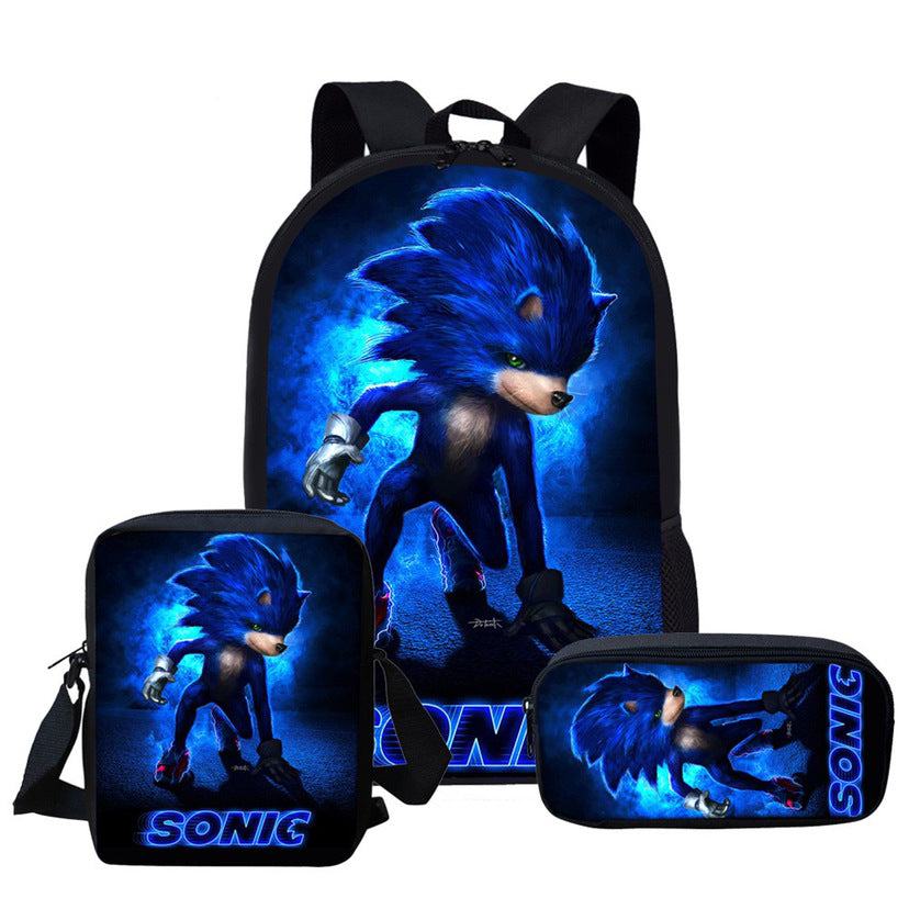 Sonic Backpack Primary and Middle School Students Schoolbag Boys Girls Anime Cartoon School Bag Mochila Zipper Shoulders