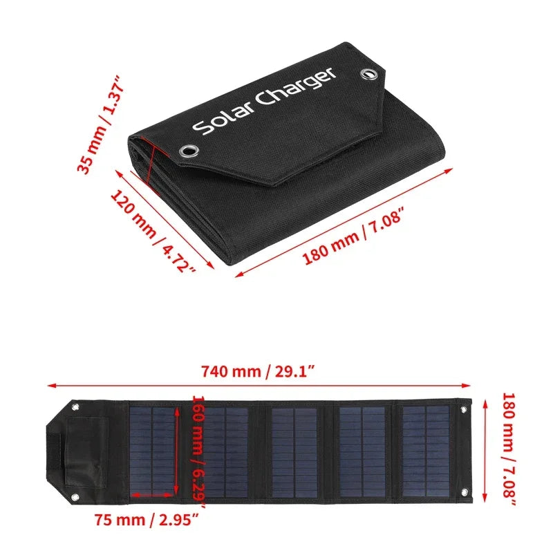 Foldable Solar Panel Charger Power Bank