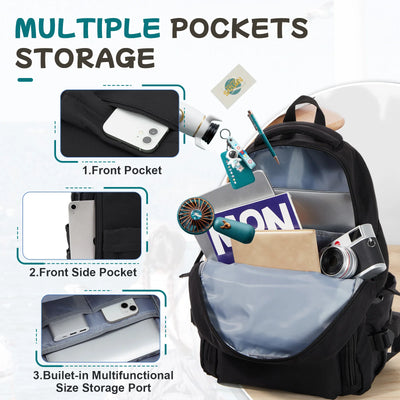 Simple Children Schoolbag Bookbag, High School College Student Black School Backpack for Women, Laptop Bookbag for Girls Boys