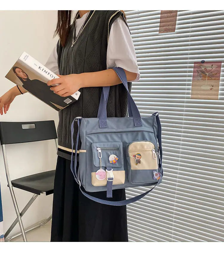 School Tote Book Bags for Girls Satchels Canvas Women Handbags Shoulder Bag Nylon Ladies Messenger Bag Oxford Crossbody Bags