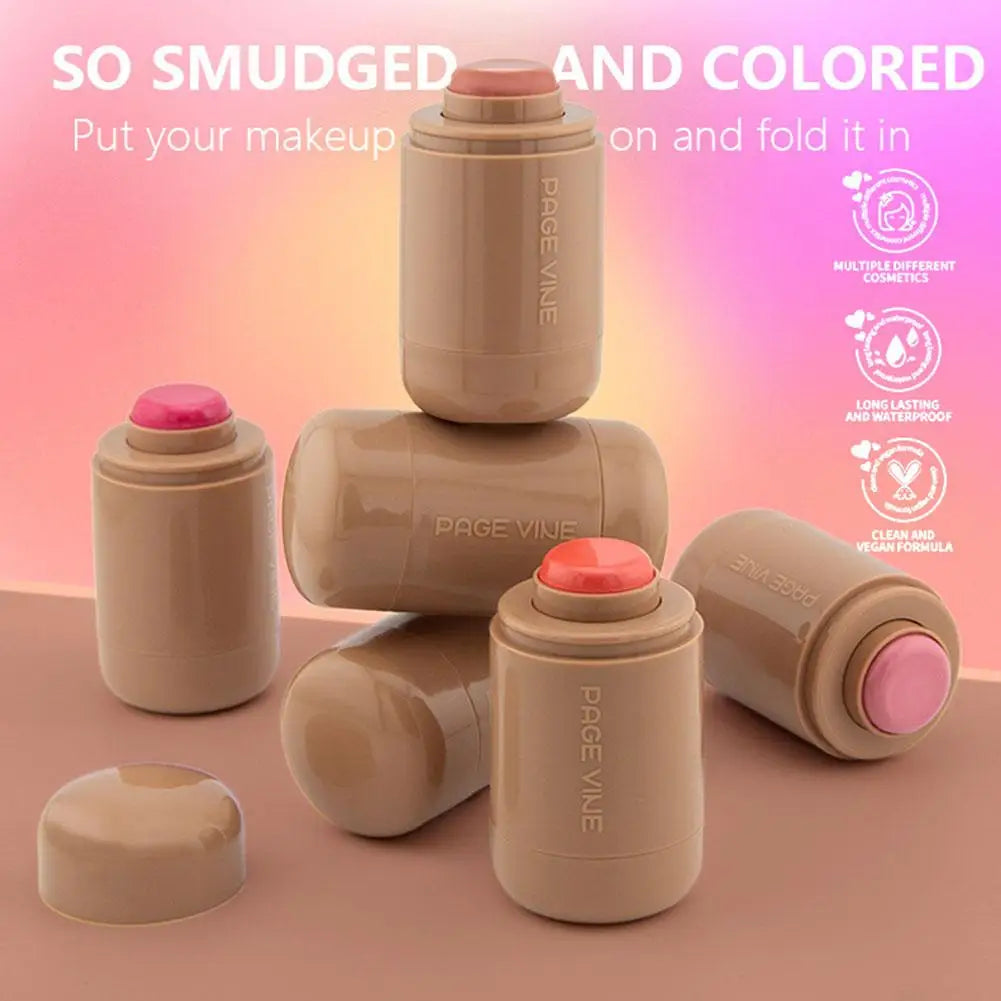 Summer Pocket Blush Stick 3-in-1Blush Stick Lasting Brightens Facial Cheek Stick Moisturizing Lip Gloss Makeup Easy To Apply