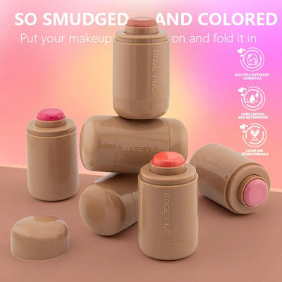 Summer Pocket Blush Stick 3-in-1Blush Stick Lasting Brightens Facial Cheek Stick Moisturizing Lip Gloss Makeup Easy To Apply