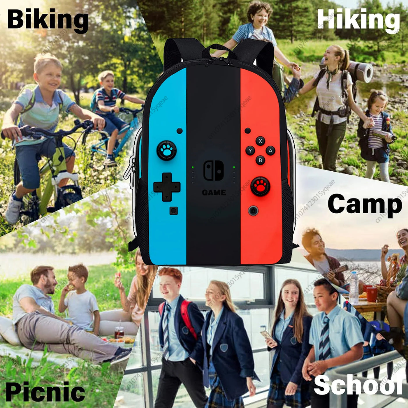 Back To School Game Console Pattern DIY School Bag for Primary and Secondary Students Lunch Bag Pen Bag Shoulder Bag Three Sets