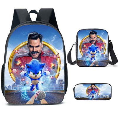 Sonic Backpack Primary and Middle School Students Schoolbag Boys Girls Anime Cartoon School Bag Mochila Zipper Shoulders