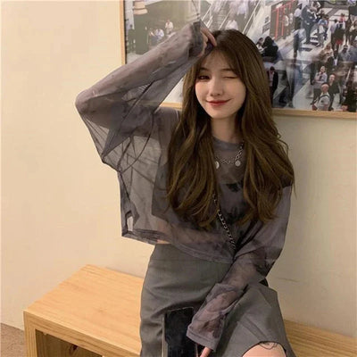 T-Shirts Women Tie Dye Casual Trendy Elegant Sun-proof Sexy Ladies Tees Teens Sheer Tops Summer Hot Selling Beach Simple Cozy