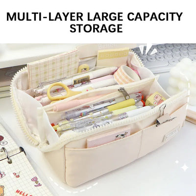 School Supplies Pencil Bag Portable Simple Aesthetic Pencil Organiser Back To School Present Simple Style Zipper Cute Stationery