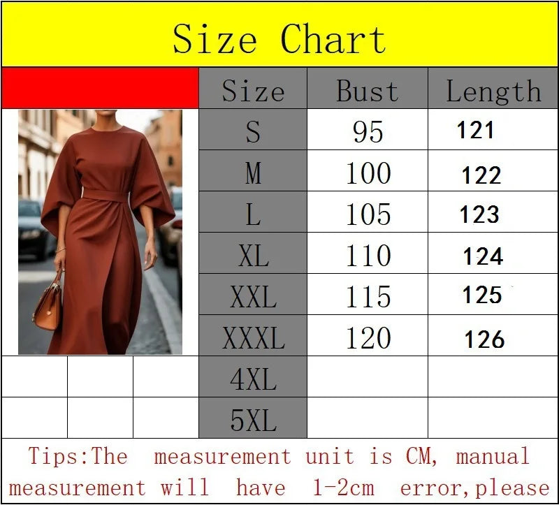 2025 Spring Fashion Solid Color Long Dresses Woman Sexy Round Neck Bat Sleeve High Waist Dress Elegant Commuting Lady Dress