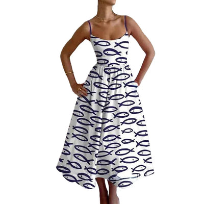 Elegant Women's Long Dresses 2025 Summer Print Vacation Suspender Sexy Dress Vestidos Mujer Verano  Платье Летнее Ropa Y2k Mujer