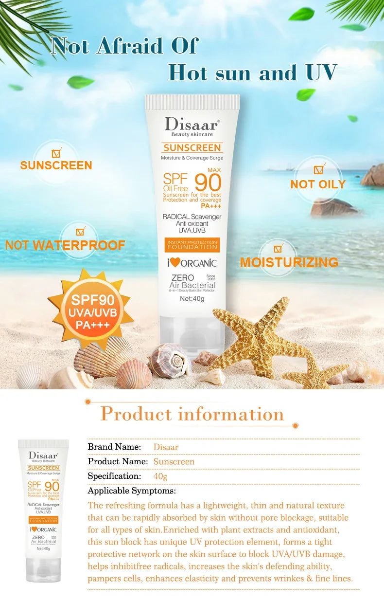 Facial Body Sunscreen Sun Cream Sunblock Oil Control Body Protector Solar Lotion Protective Anti Sun Protection Skin Care SPF90