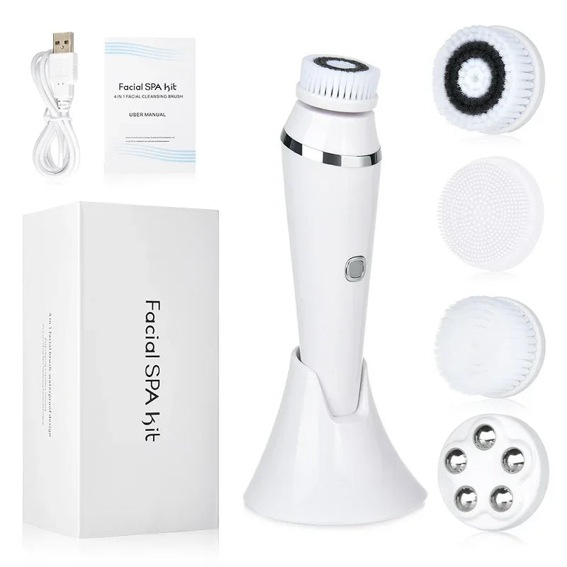 4-in-1 Rechargeable Sonic Facial Cleansing Brush