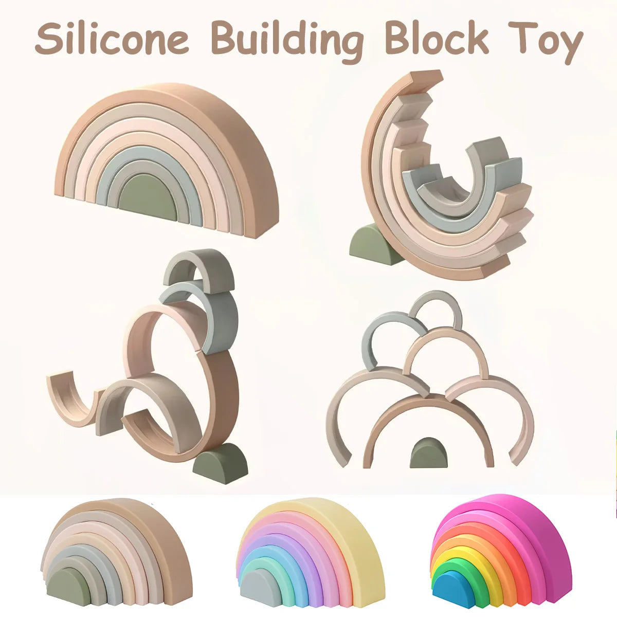 7pcs Baby Silicone Building Blocks