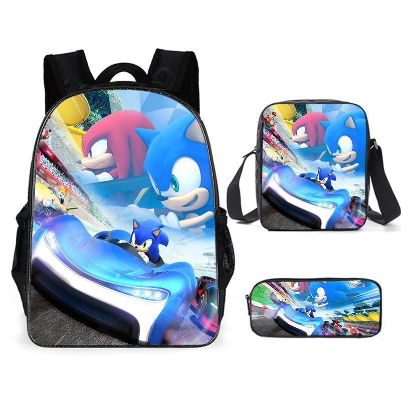 Sonic Backpack Primary and Middle School Students Schoolbag Boys Girls Anime Cartoon School Bag Mochila Zipper Shoulders