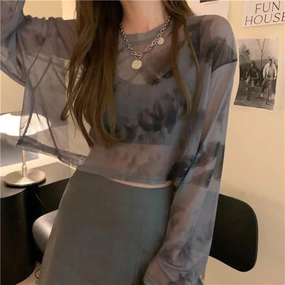 T-Shirts Women Tie Dye Casual Trendy Elegant Sun-proof Sexy Ladies Tees Teens Sheer Tops Summer Hot Selling Beach Simple Cozy