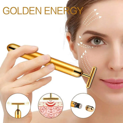 Golden T-Shaped Facial Body Massager