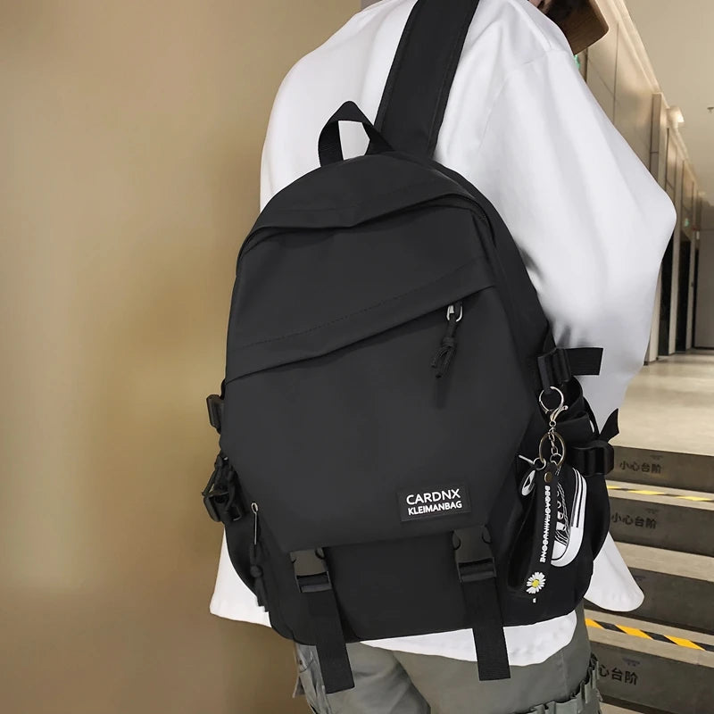 School bag, male college student, trendy brand, campus backpack, double shoulder bag, female, Korean style, simple, versatile, t