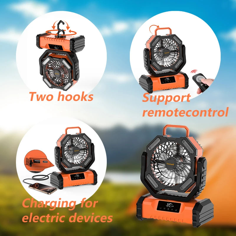 New 20000mAh Portable LED Camping Fan