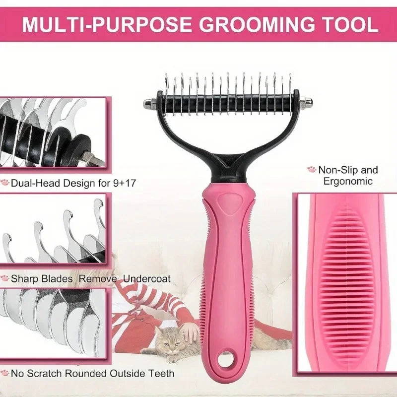 Dog Double-Sided Undercoat Rake Brush