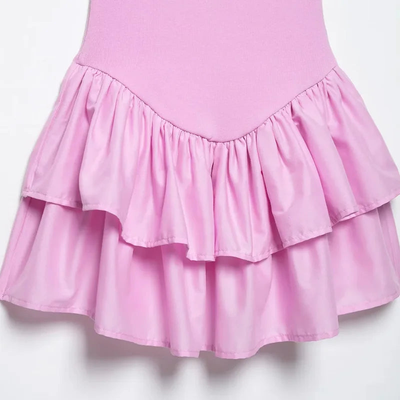 TRAF Sexy Party Halter Dress 2025 Women's Spring Summer Elegant Short Dress Fashion Casual White Pink Black Mini Dress Vestidos