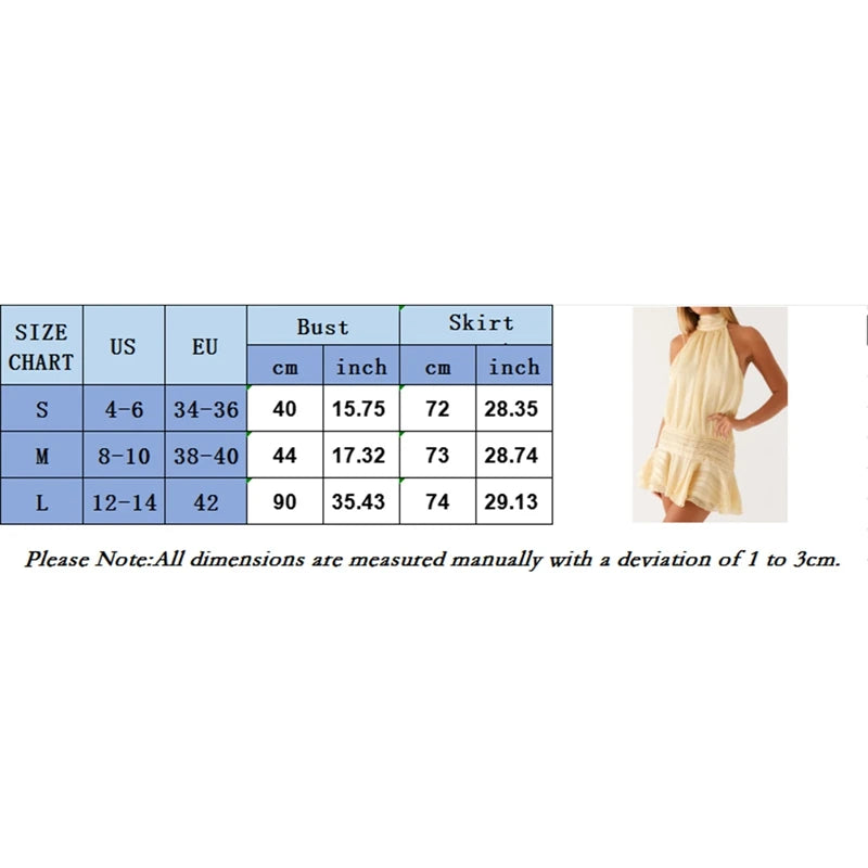 Women Sexy Halter Ruffles Mini Dress Lace Up Backless Beach Party Dresses 2025 Summer Fashion Vacation Lady Cocktail Vestidos