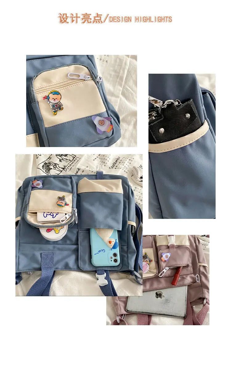 School Tote Book Bags for Girls Satchels Canvas Women Handbags Shoulder Bag Nylon Ladies Messenger Bag Oxford Crossbody Bags