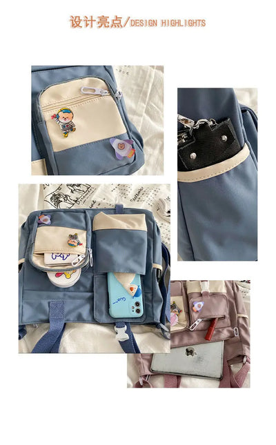 School Tote Book Bags for Girls Satchels Canvas Women Handbags Shoulder Bag Nylon Ladies Messenger Bag Oxford Crossbody Bags