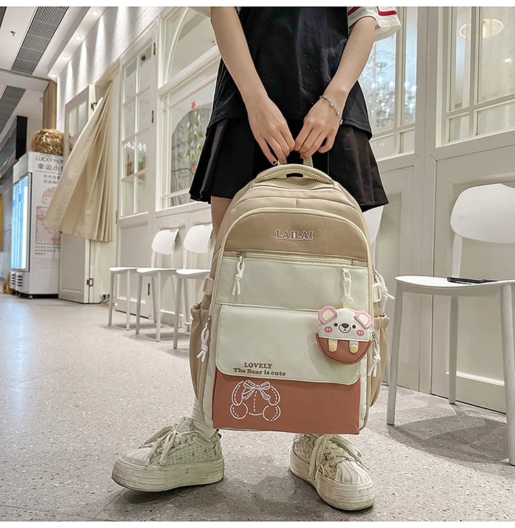 Schoolbag, a lightweight and large - capacity backpack designed for junior high school girls, aiming to relieve pressure and pro