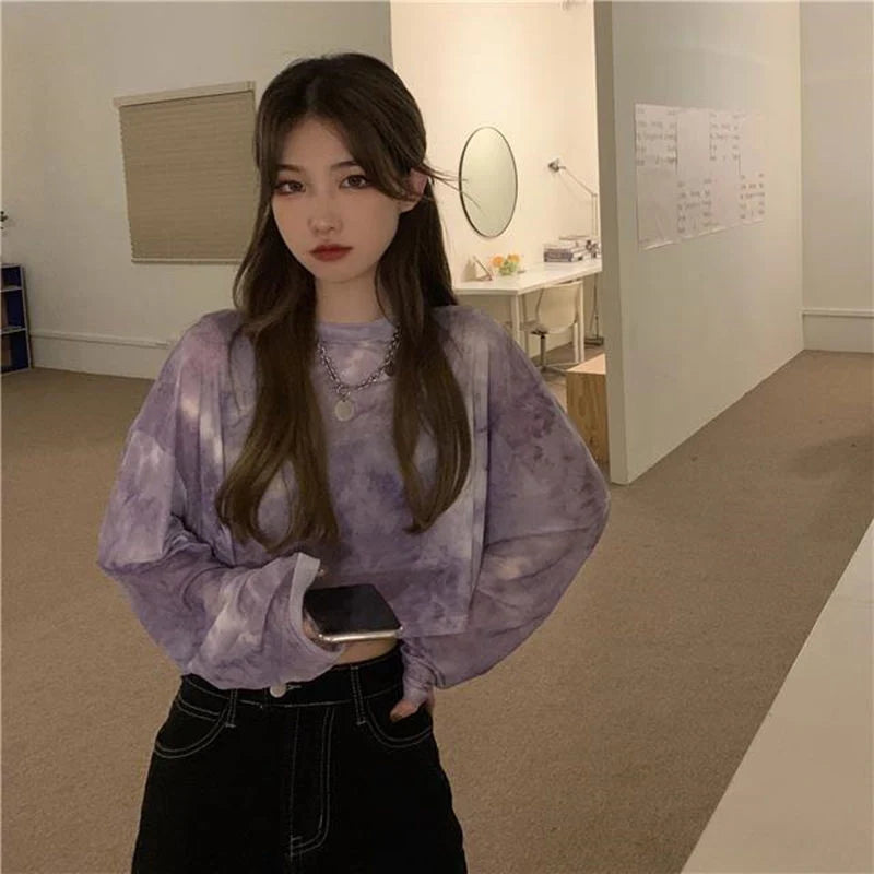 T-Shirts Women Tie Dye Casual Trendy Elegant Sun-proof Sexy Ladies Tees Teens Sheer Tops Summer Hot Selling Beach Simple Cozy