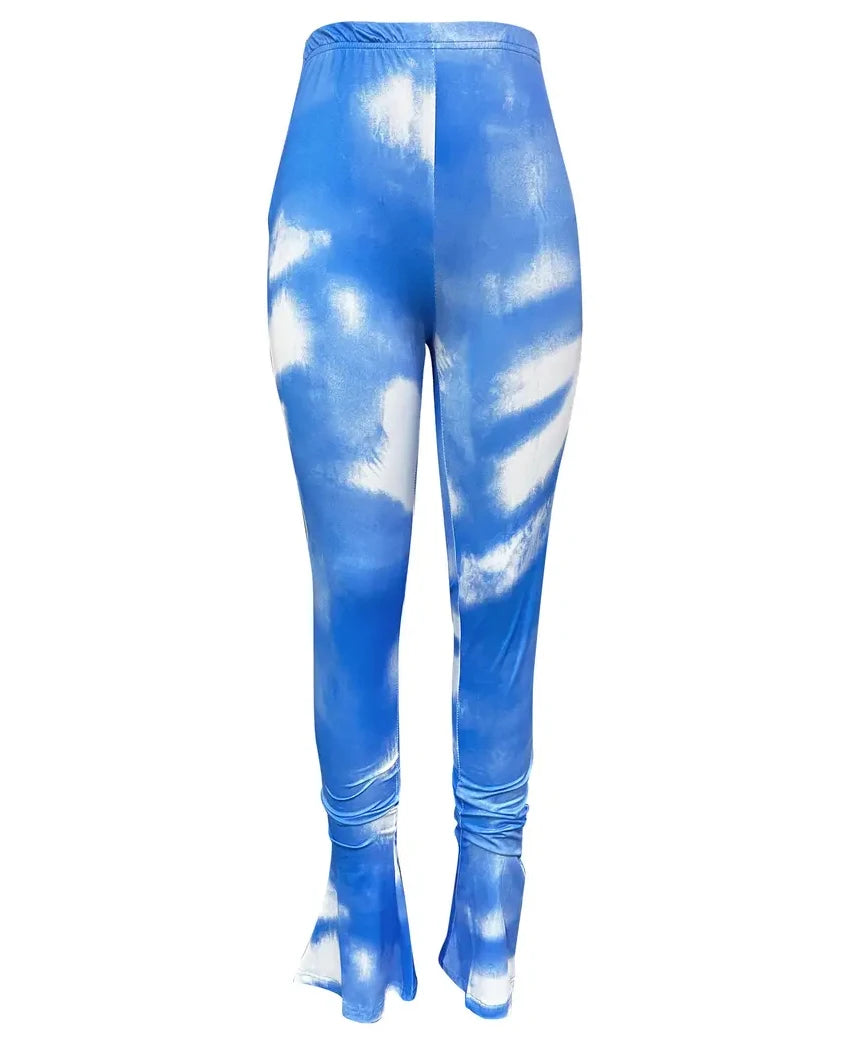 Tie-dye Casual Trousers Y2k Streetwear Autumn High Waist Trumpet Pants High Stretch Yoga Leggings Sports Fitness Women's Pants