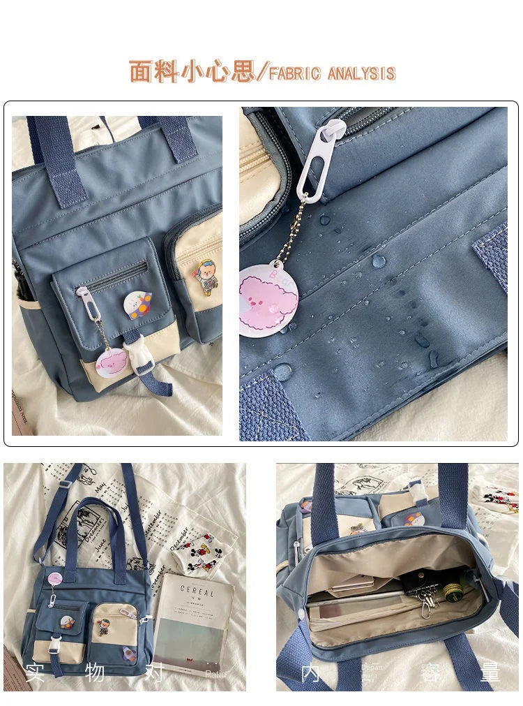 School Tote Book Bags for Girls Satchels Canvas Women Handbags Shoulder Bag Nylon Ladies Messenger Bag Oxford Crossbody Bags