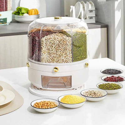 360° Rotating Rice Dispenser Storage Box