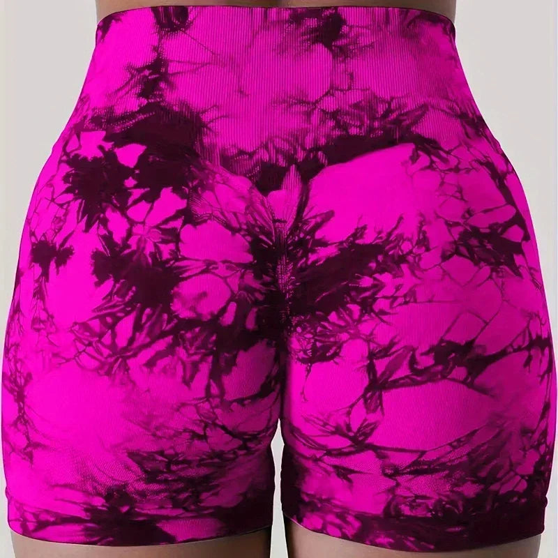 Gym Shorts High-Waist Tie-Dye Yoga Shorts for Women-Seamless,Stretchy Activewear Womens Shorts Biker Shorts Sexy Girl Y2k Shorts