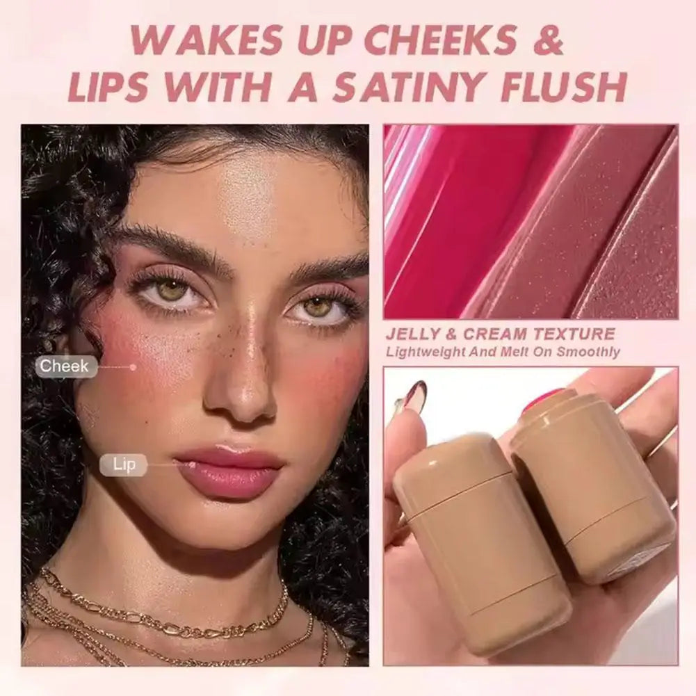 Summer Pocket Blush Stick 3-in-1Blush Stick Lasting Brightens Facial Cheek Stick Moisturizing Lip Gloss Makeup Easy To Apply
