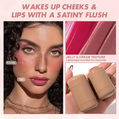 Summer Pocket Blush Stick 3-in-1Blush Stick Lasting Brightens Facial Cheek Stick Moisturizing Lip Gloss Makeup Easy To Apply