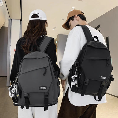 School bag, male college student, trendy brand, campus backpack, double shoulder bag, female, Korean style, simple, versatile, t